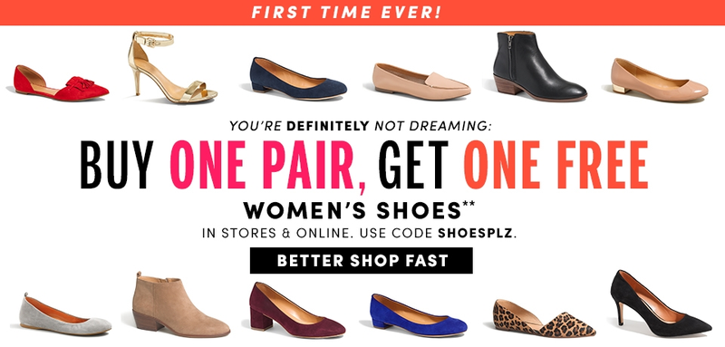 BOGO women’s shoes at J.Crew Factory